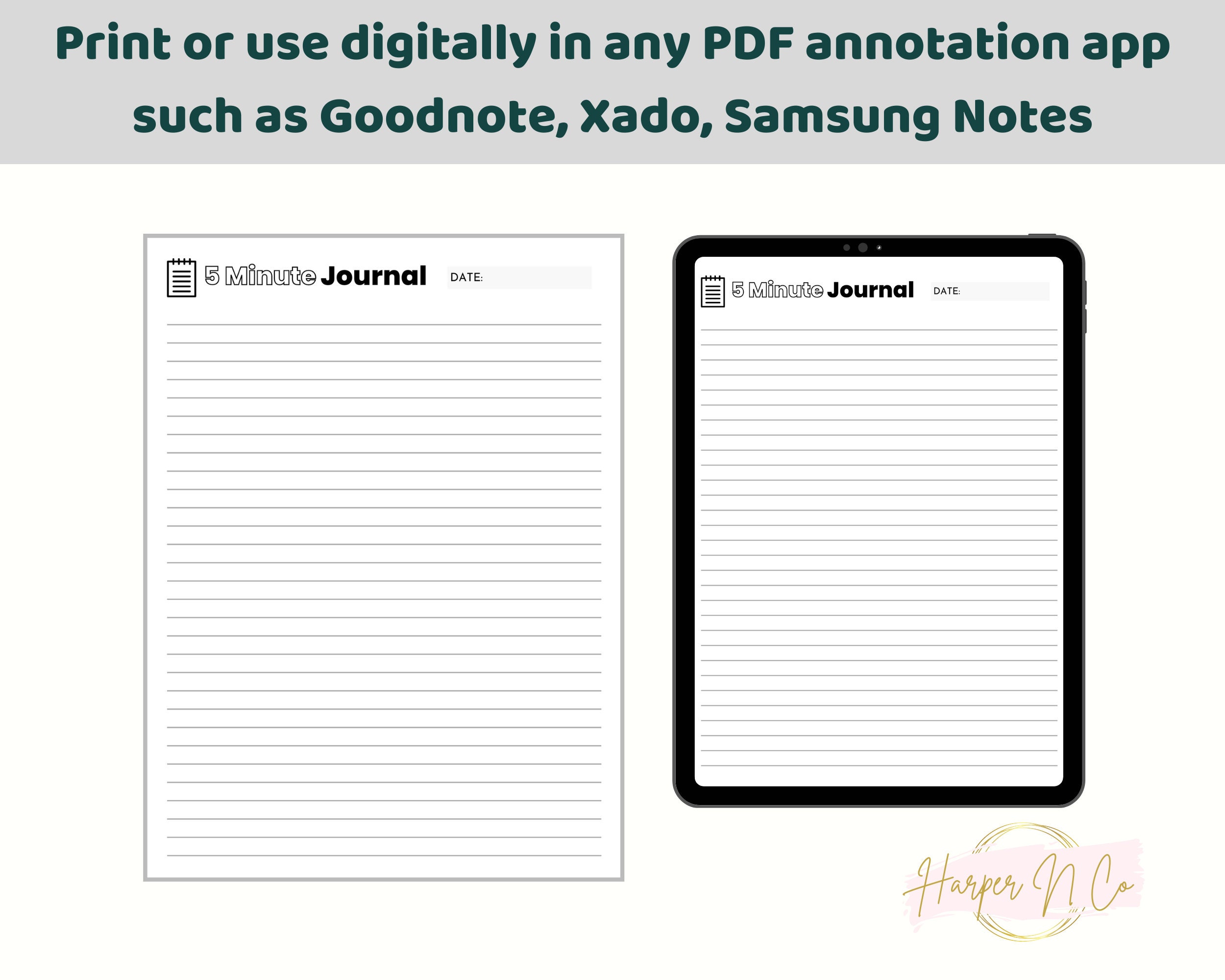 Printable Journal Digital Journal Blank Journal Page Black - Etsy