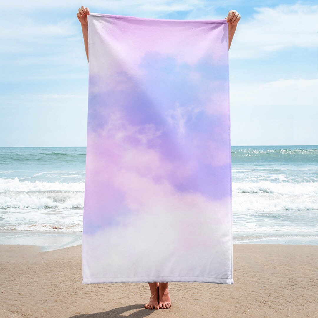 Aesthetic Sky Shower Towel, Cloudy Starry Sky Beach Towel, Dream Pastel ...