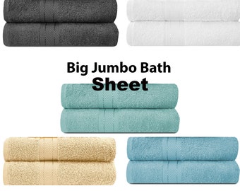 Big Jumbo Bath Sheets Pack 2,4,6, 90 x 150 cm, Egyptian Cotton Extra Large Bath Towel, 500 GSM- Quick dry beach towels & towels bath sheets