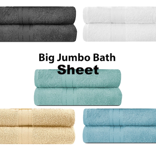 Big Jumbo Bath Sheets Pack 2,4,6, 90 x 150 cm, Egyptian Cotton Extra Large Bath Towel, 500 GSM- Quick dry beach towels & towels bath sheets