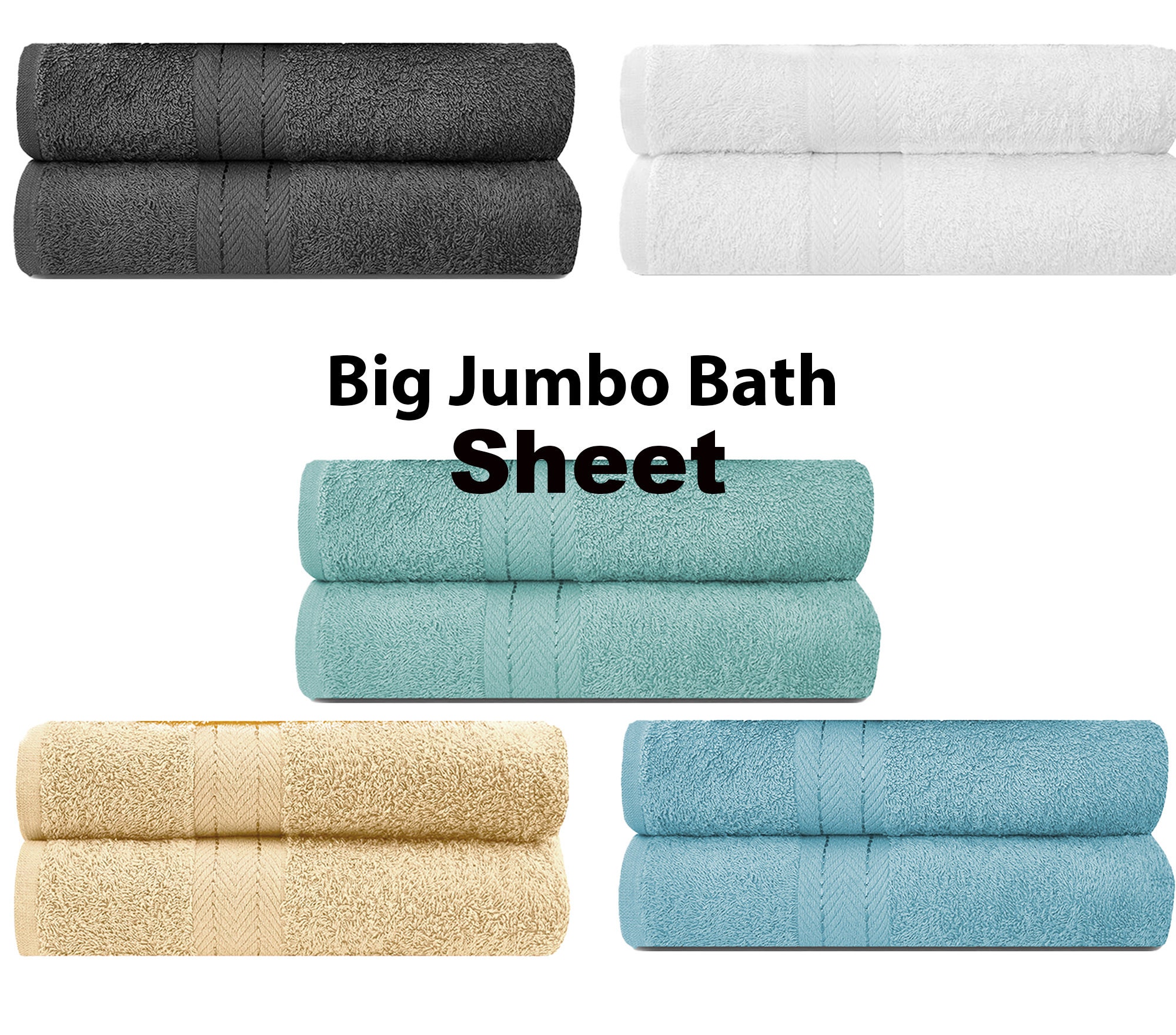 Big Jumbo Bath Sheets Pack 2,4,6, 90 X 150 Cm, Egyptian Cotton