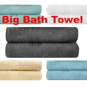 Bath Towel Set, 100% Luxury 2 x Cotton towels, 70 x 130cm, 500 GSM Bath Sheet, Super Soft, Large Bath Towel, Bathroom Accessory Set