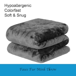 Faux Fur Mink Throw Blanket, Bed Sofa Cover, Bedspread, King and Double
