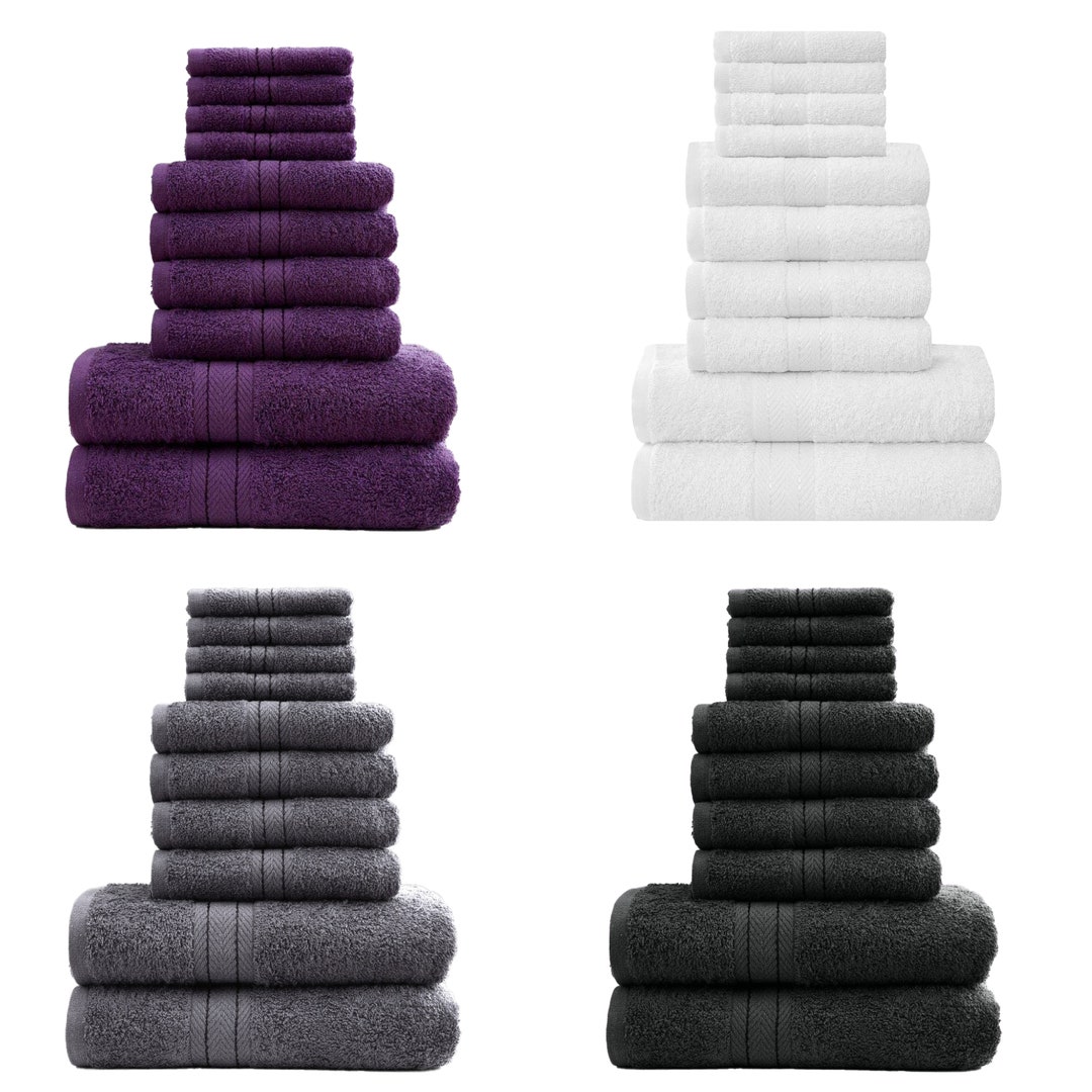 DARWEN STAR 10 Piece Towels Bale Set for Bathroom 4 X Face Cloth, 4 X Hand Towel Set, 2 X Bath