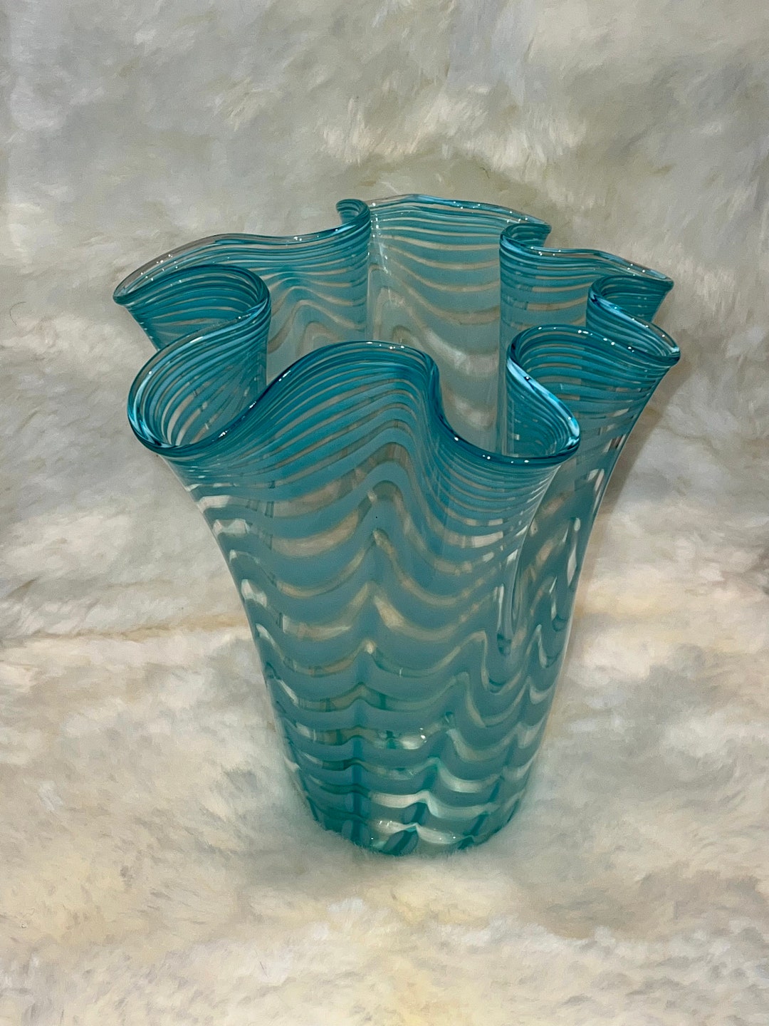 Vintage Makora Krosno Glass Vase Hand Blown in Poland Etsy