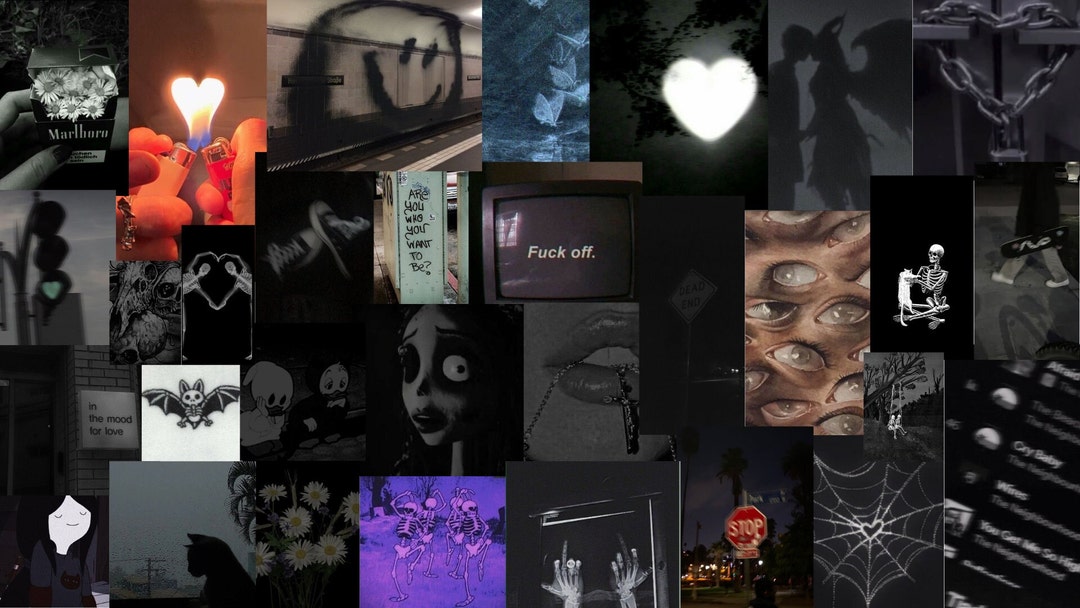 Grunge Dark Aesthetic Prints, Collage Maker, Wallpaper - Etsy