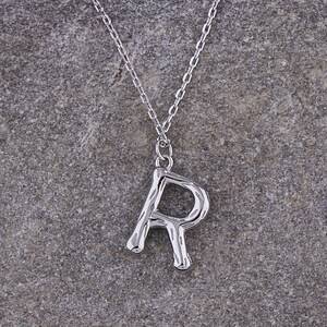 Sterling Silber 'R' Initial Anhänger an Halskette, personalisierter Buchstabe für Frauen, Geschenk für Frau Mutter Tochter Freundin, beste Qualität
