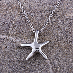 Sterling Silver Starfish Pendant on Necklace, Unique Gift for Beach Lover Girlfriend, Wife, Mother or Daughter, Adjustable Chain, Popular