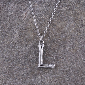 Sterling Silber 'L' Initial Anhänger an Halskette, personalisierter Buchstabe für Frauen, beliebtes Geschenk für Frau Mutter Tochter Freundin, Minimalist