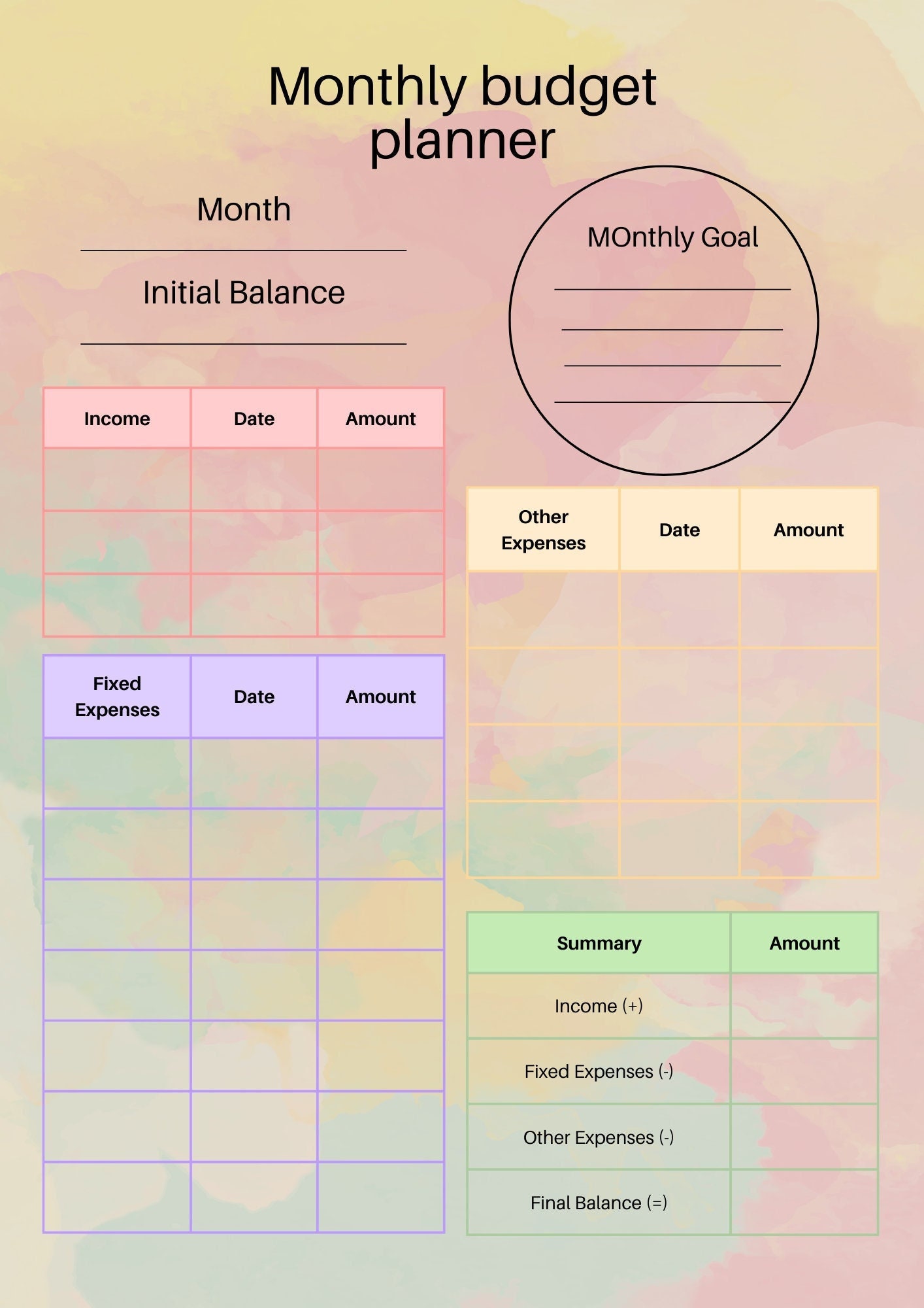 Monthly Budget Planner Etsy Monthly Budget Planner Etsy