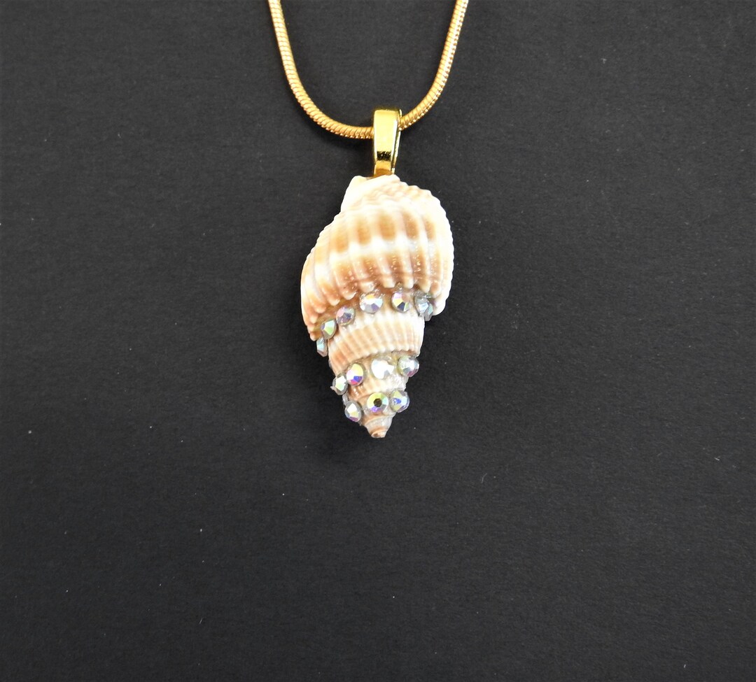 Seashell Rhinestones Pendant Etsy
