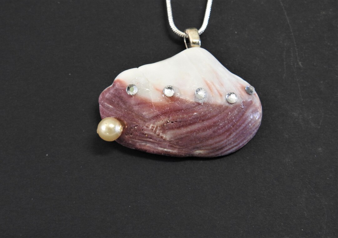 Seashell Rhinestones Pearl Bead Pendant Seashell Etsy