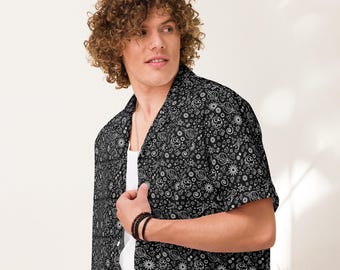 Space Pattern Button Shirt: Recycled Polyester Blend, UPF 50+