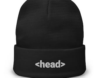 Embroidered Beanie/Programmer Hat/Developer Joke/HTML/Programmer Gift