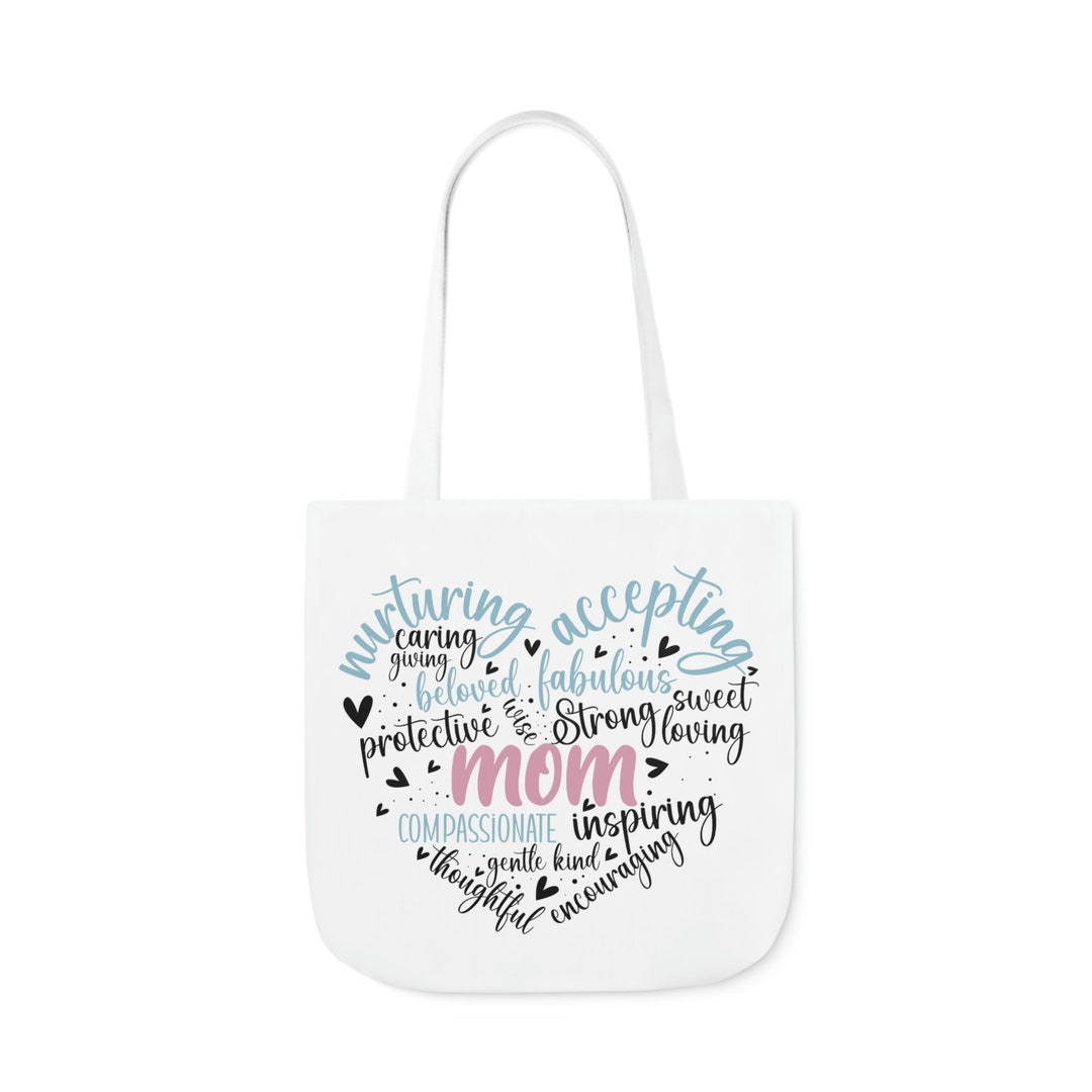 Mom Heart Canvas Tote Bag/mother's Day Gift/mother's Day Mom Tote Etsy