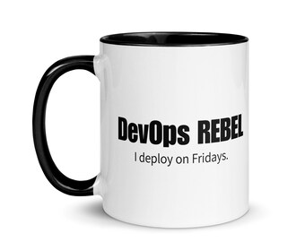 I Deploy on Fridays DevOps Mug Funny Computer Mug