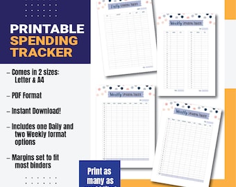 Suivi imprimable des dépenses quotidiennes et hebdomadaires (PDF)