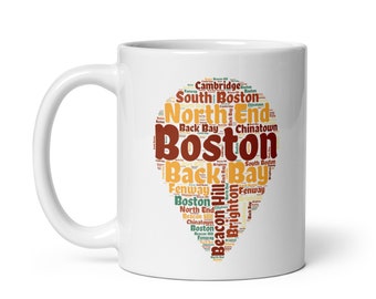 Boston Mug/Boston Coffee Cup/Boston Neighborhoods Mug