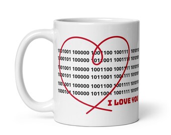Binary I Love You Geek Humor Mug