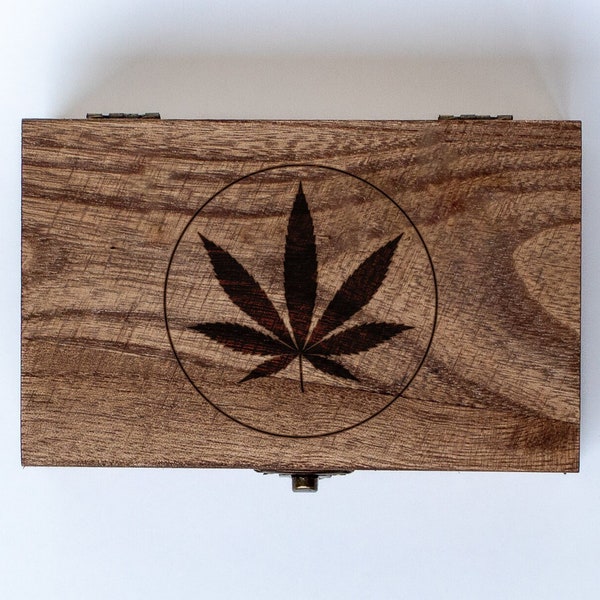 Pot Leaf - Weed Stash Box - Wood Box - Marijuana box - Cannabis Stash Box Gift - Pot Leaf