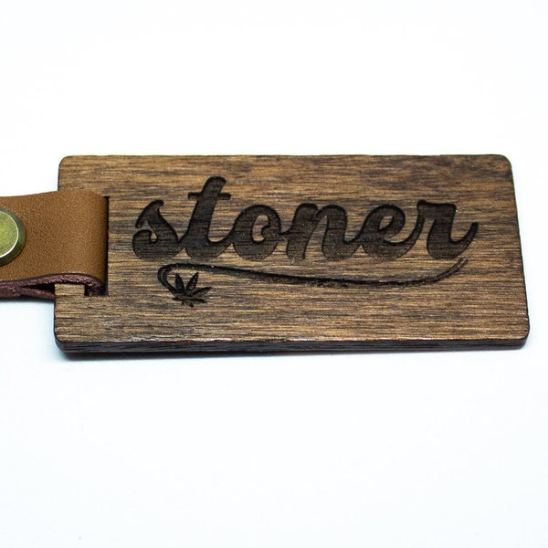 Engraved Wood Keychain - Personalized Keychain - Stoner Gift Keychain - Custom Wood Gift