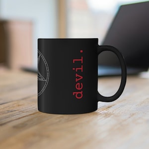 Pentagram Devil - 11oz Black Mug for Atheist Gift for Satanic Black Coffee Lovers
