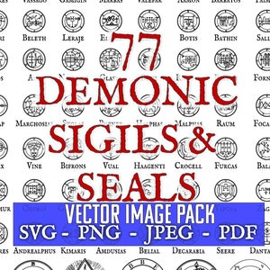 77 Demon Seals Sigils Símbolos PNG Satánico Clip Art para imprimir SVG diablo imagen JPEG Satánico icono