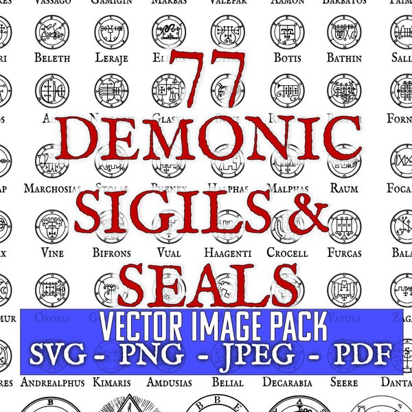 77 Demon Seals Sigils Symbols PNG Satanic Clip Art for print SVG devil image JPEG Satanic icon