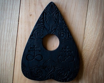 Planchette -Leviathan - Gravierte Holz Ouija Brett Planchette - Massives Hartholz