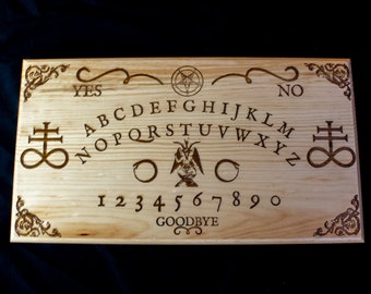 Massivholz Ouija Brett - Graviertes Spirit Board mit Planchette - Satanisches Design
