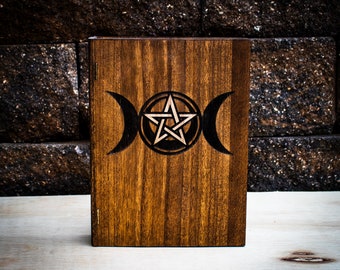 Witches Book Wooden Box Handmade Gift for a Witch Box for Spellbook Wooden Grimoire Spell Book Box