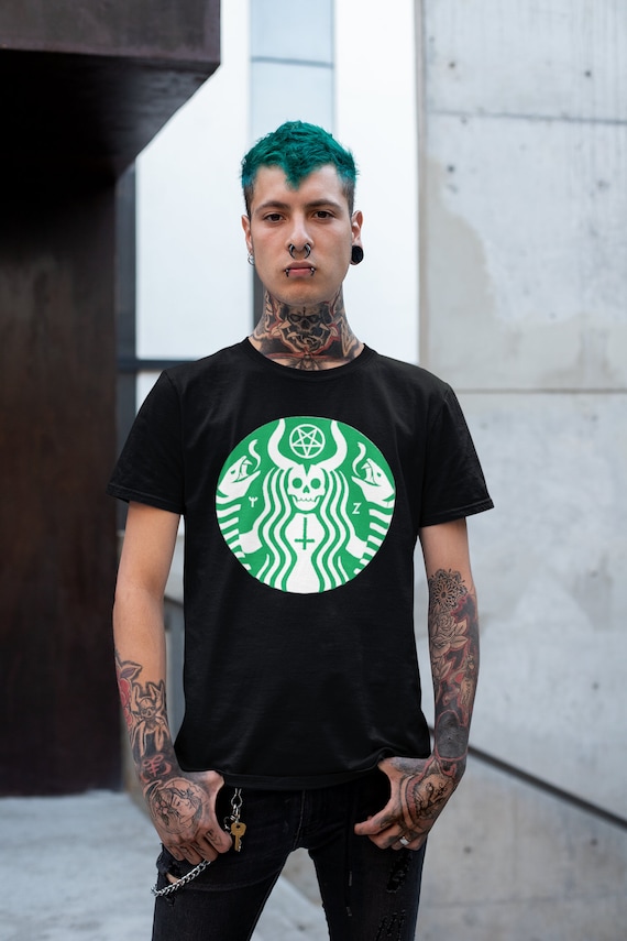 Black Coffee Shirt - Satanic T-shirt -baphomet Shirt, Starbucks