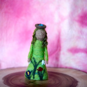 SPRING MAIDEN Needle felt finger puppet, Waldorf Spring Lady, Waldorf puppet show seasonal table