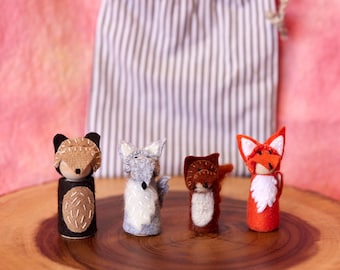 WOODLAND ANIMALS Peg Doll Set, Forest Peg Dolls Animals, Waldorf inspired
