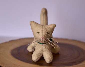 BEIGE WALDORF CAT, kitten, organic, cotton, wool, gift, Waldorf, toy, animal