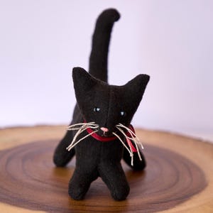 BLACK CAT, kitten, organic, cotton, wool, gift, white, cream, brown, black Waldorf, toy, animal