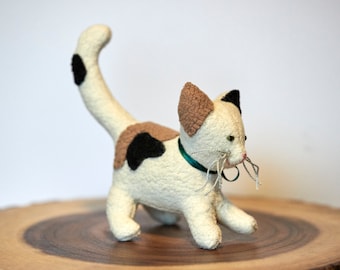CALICO Waldorf CAT, Cat, kitten, organic, cotton, wool, gift, white, cream, brown, black Waldorf, toy, animal