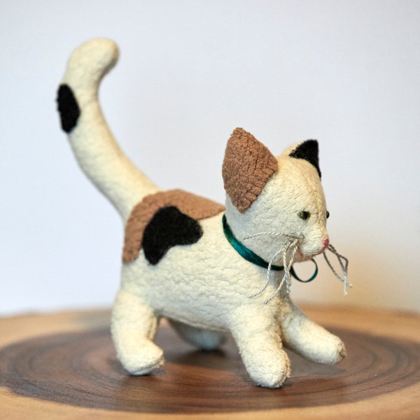 CALICO Waldorf CAT, Cat, kitten, organic, cotton, wool, gift, white, cream, brown, black Waldorf, toy, animal