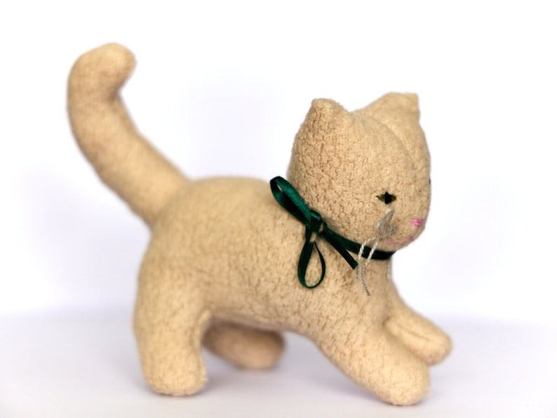 BEIGE WALDORF CAT, kitten, organic, cotton, wool, gift, Waldorf, toy, animal image 1