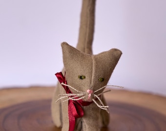 BEIGE GRAY CAT, kitten, organic, cotton, wool, gift, Waldorf, toy, animal