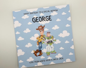 Personalised Toy Story Birthday Card – Woody & Buzz Lightyear Theme