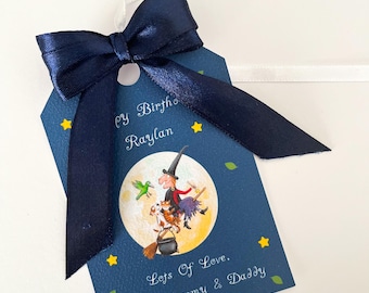 Personalised Room on the Broom Gift Tags | Halloween Birthday Favors