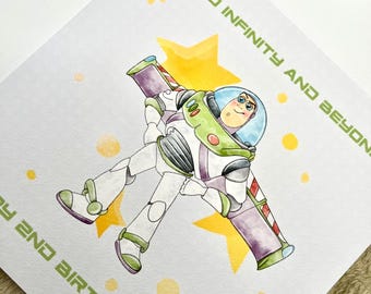 Two Infinity and Beyond 2nd Birthday Card | Personalized Space Ranger
