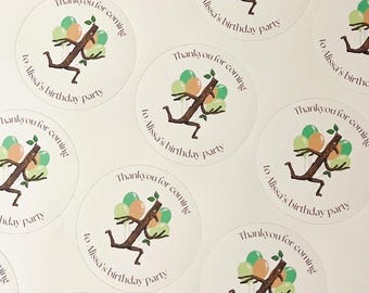 Personalised Stick Woodland Party Stickers – Thank You for Coming Labels – Birthday Party Favours – Kids Party Decorations