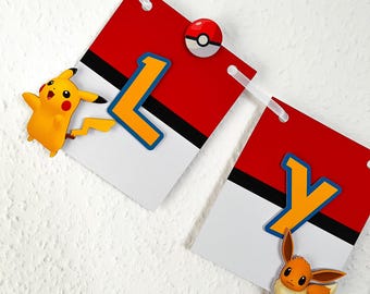 Pokémon Birthday Bunting Banner – Custom Name Decoration | Personalised Birthday Bunting | Custom Name Banner | Children’s Party Decoration