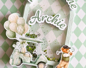 Personalised Hole in One Golf Cake Topper – Golf Birthday Cake Decoration, First Birthday, Custom Name Cake Topper