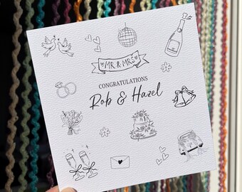 Personalised Wedding Card | Custom Newlywed Card | Wedding Day Card | Handmade Wedding Card | Personalised Mr & Mrs Card | Keepsake