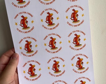 Personalised Dragon Birthday Stickers | Pack of 15 | Kids Party Bag Stickers | Dragon Party Favours | Birthday Treat Stickers
