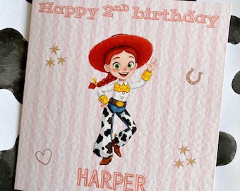 Personalised Jessie Toy Story Birthday Card, Cowgirl Fan Gift, Kids Card
