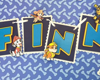 Puppy Rescue-Themed Name Banner – Custom Birthday Bunting | Personalized Pup Party Decor